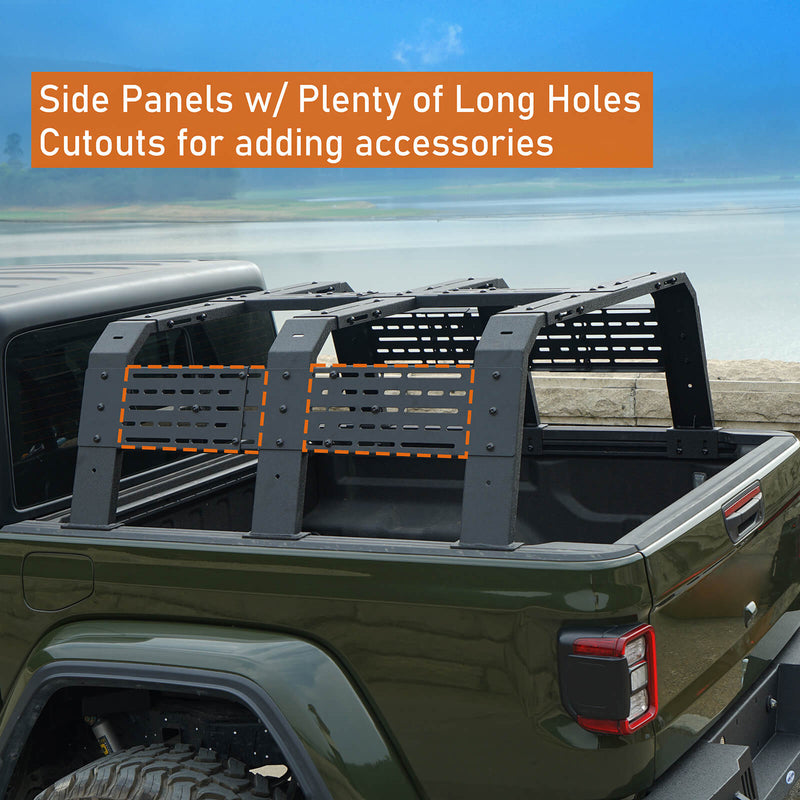 Load image into Gallery viewer, Hooke Road 18.8" High Overland Bed Rack Compatible with Jeep Gladiator JT w/ Factory Bed Rails 20-23 Toyota Tacoma(5' Bed) 05-23 BXG.9901-S 14