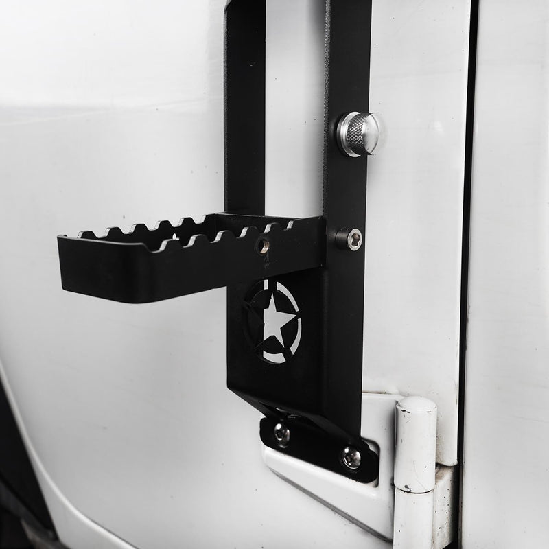 Load image into Gallery viewer, Hooke Road Opar Five Star Matte Black Metal Folding Door Hinge Steps for 2007-2018 Jeep Wrangler JK u-Box 3