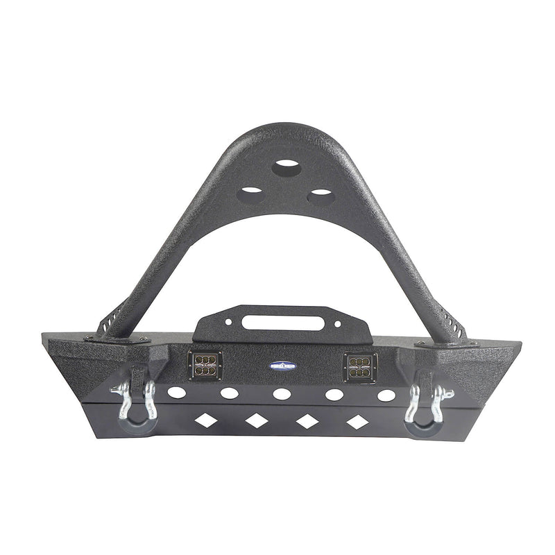 Load image into Gallery viewer, Hooke Road Opar Stubby Front Bumper w/Stinger & Winch Plate Mount w/ 2X 18W LED Spotlight for 2007-2018 Jeep Wrangler JK BXG185 u-Box offroad 7