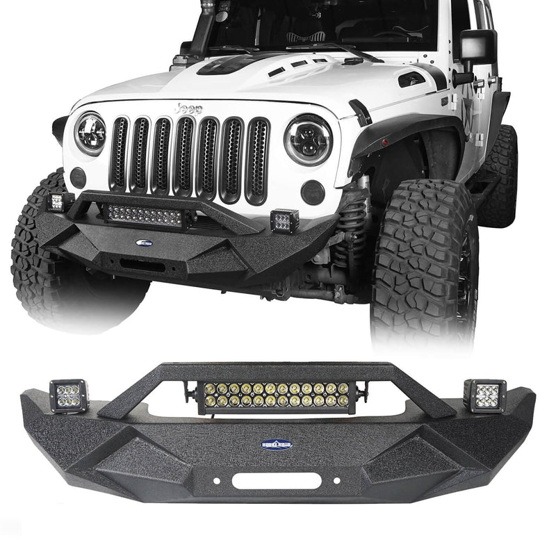 Load image into Gallery viewer, Hooke Road Jeep JK Blade Master Front Bumper w/Winch Plate & Light Bar for 2007-2018 Jeep JK BXG117B u-Box Offroad 2