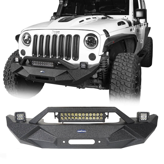 Hooke Road Jeep JK Blade Master Front Bumper w/Winch Plate & Light Bar for 2007-2018 Jeep JK BXG117B u-Box Offroad 2