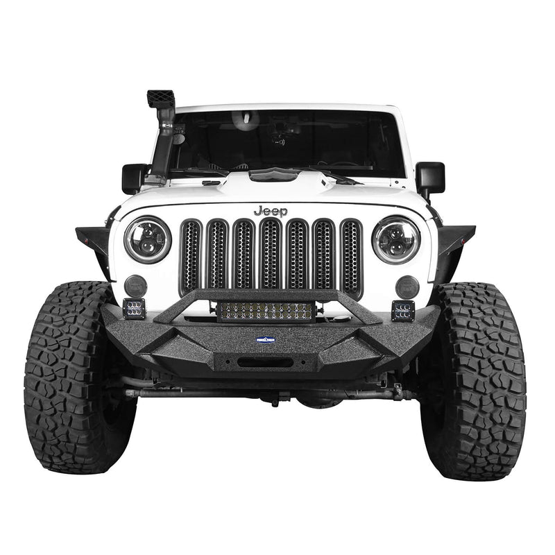 Load image into Gallery viewer, Hooke Road Jeep JK Blade Master Front Bumper w/Winch Plate & Light Bar for 2007-2018 Jeep JK BXG117B u-Box Offroad 5