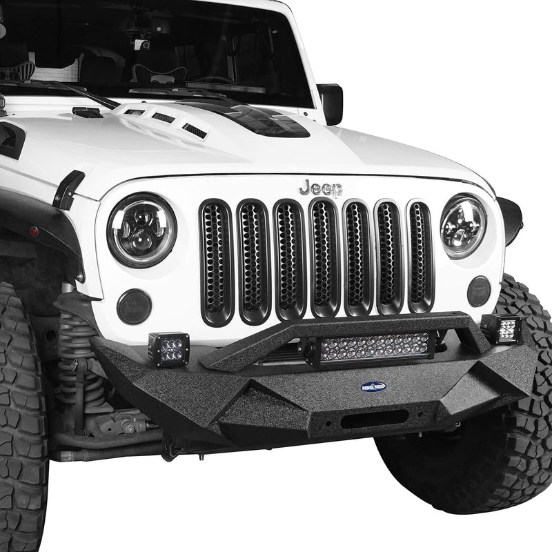 Load image into Gallery viewer, Hooke Road Jeep JK Blade Master Front Bumper w/Winch Plate & Light Bar for 2007-2018 Jeep JK BXG117B u-Box Offroad 6