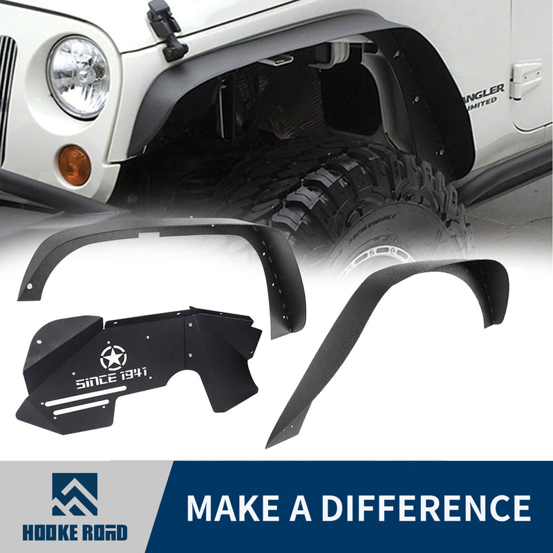 Load image into Gallery viewer, Hooke Road Flat Fender Flares & Front Inner Fender Liners(07-18 Jeep Wrangler JK)