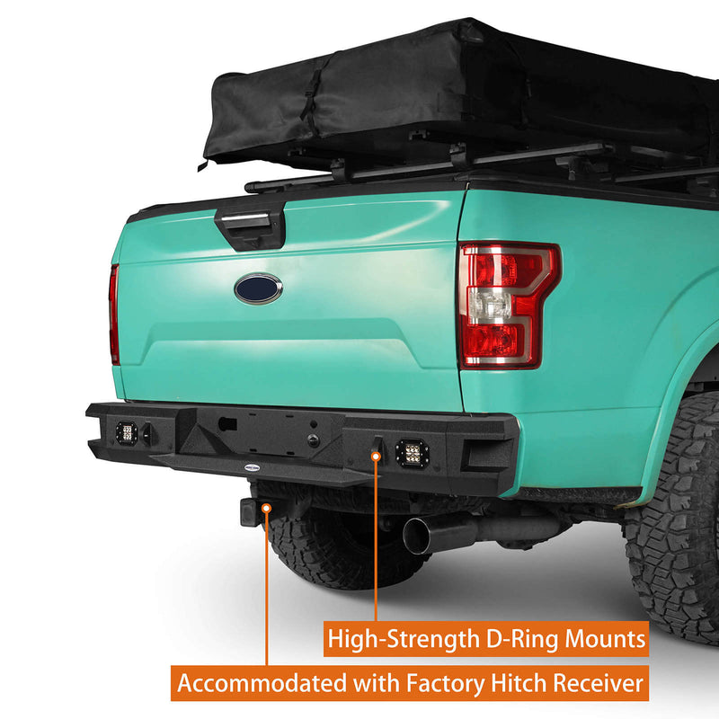 Load image into Gallery viewer, Pickup Discovery Rear Bumper w/ LED Floodlights (18-20 Ford F-150 (Excluding Raptor)) b8521s 5