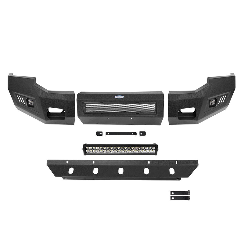 Load image into Gallery viewer, Ford F-250 Full Width Front Bumper with Skid Plate and LED Light Bar for 2005-2007 F-250 B8500 16
