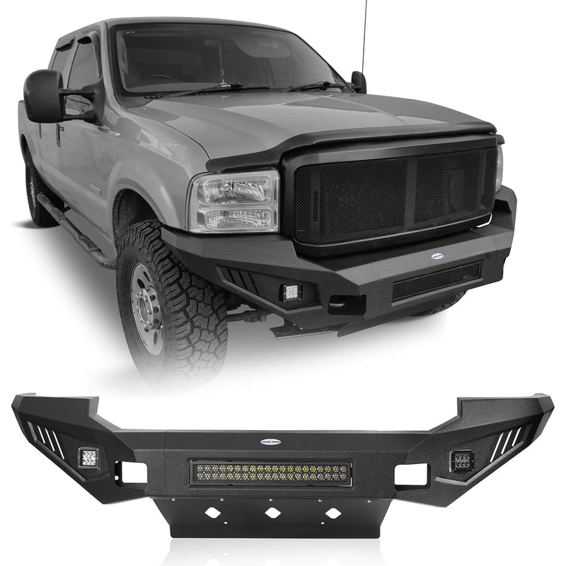 Load image into Gallery viewer, Ford F-250 Full Width Front Bumper with Skid Plate and LED Light Bar for 2005-2007 F-250 B8501 2