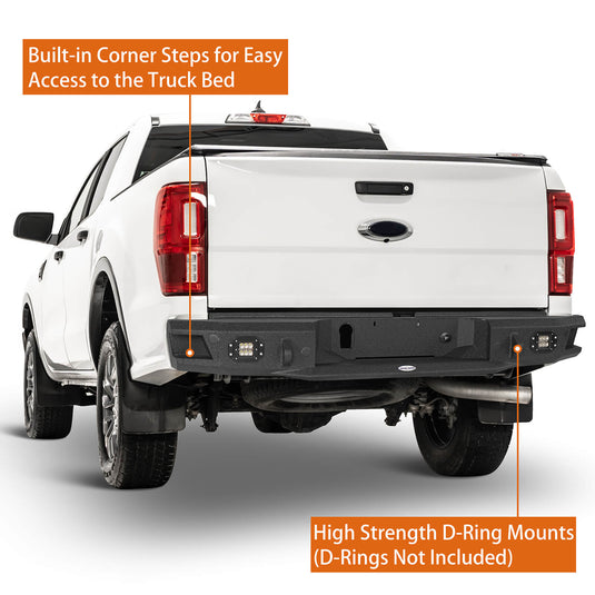 Ford 19-23 Ranger Discovery Rear Steel Bumper w/ LED Floodlights - Hooke Road b8803 6