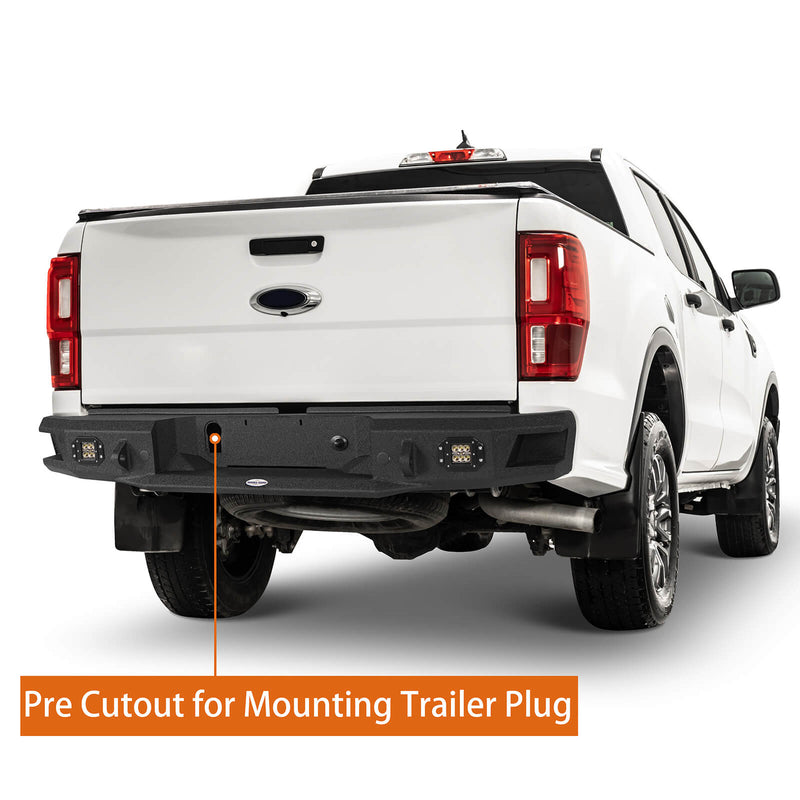 Load image into Gallery viewer, Ford 19-23 Ranger Discovery Rear Steel Bumper w/ LED Floodlights - Hooke Road b8803 7