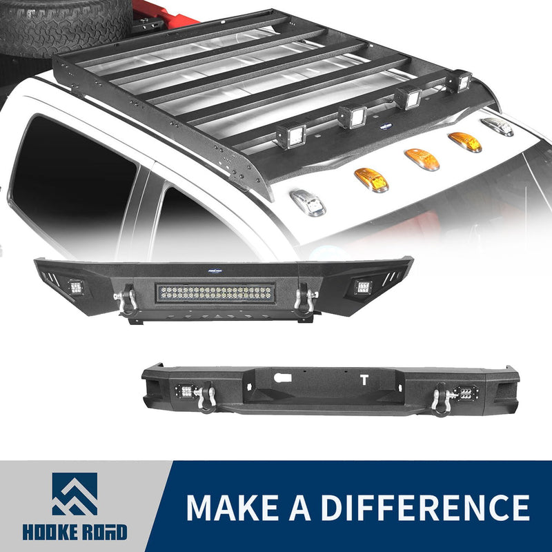 Load image into Gallery viewer, HookeRoad Full Width Front Bumper / Back Bumper / Roof Rack for 2014-2021 Toyota Tundra Crewmax b5001+b5003+b5004 1