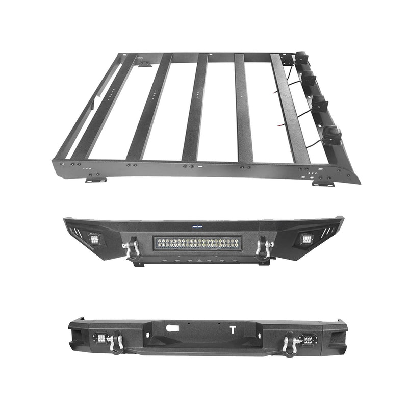 Load image into Gallery viewer, HookeRoad Full Width Front Bumper / Back Bumper / Roof Rack for 2014-2021 Toyota Tundra Crewmax b5001+b5003+b5004 3