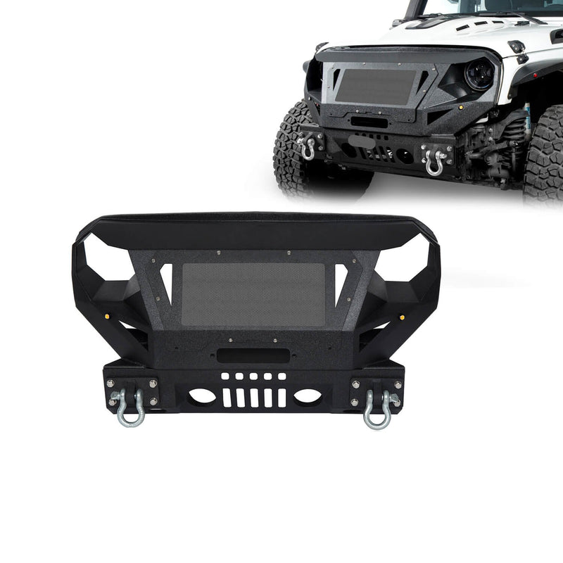 Load image into Gallery viewer, Hooke Road Bumper Front Bumper with Grill Guard and Winch Plate for Jeep Wrangler JK 2007-2018 BXG112 u-Box Offroad 2