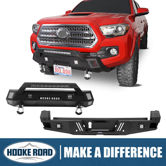 HookeRoad Tacoma Front & Rear Bumpers Combo for 2016-2023 Toyota Tacoma 3rd Gen b42024204-1