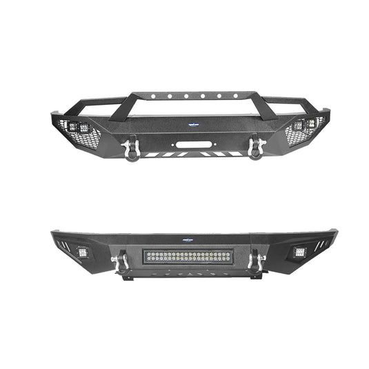 HookeRoad Full Width Front Bumper w/LED Lights for 2014-2021 Toyota Tundra b5000+b5001 2
