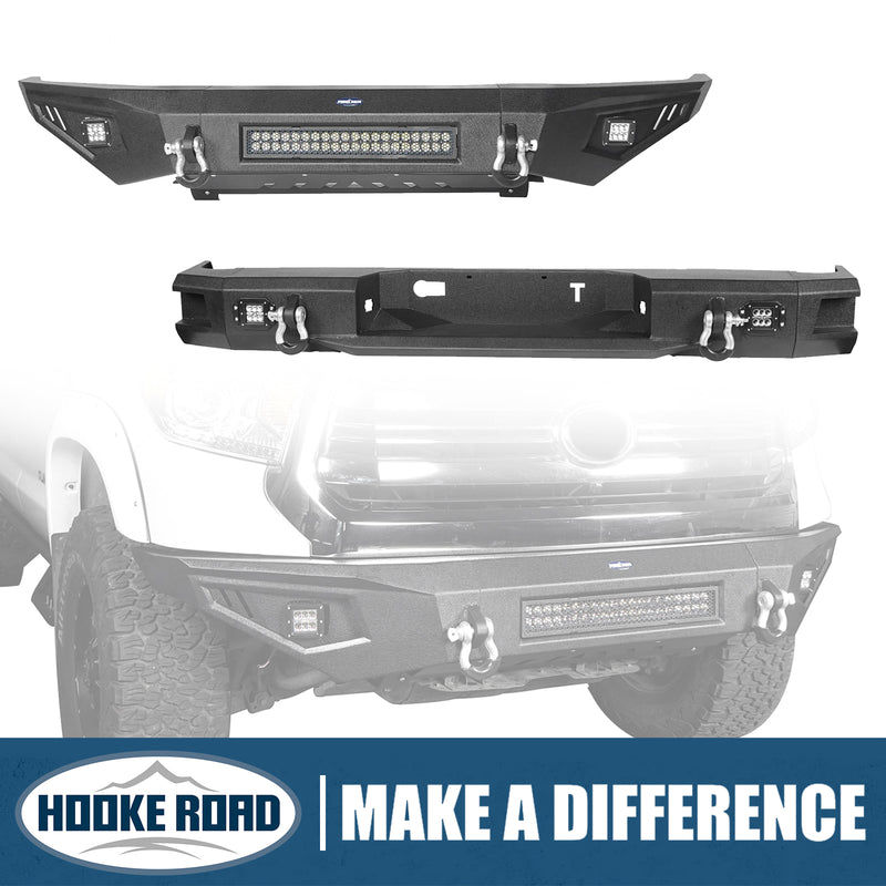 Load image into Gallery viewer, HookeRoad Full Width Front Bumper & Rear Bumper Combo for 2014-2021 Toyota Tundra b5001+b5003 1