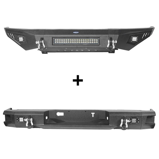 HookeRoad Full Width Front Bumper & Rear Bumper Combo for 2014-2021 Toyota Tundra b5001+b5003 3