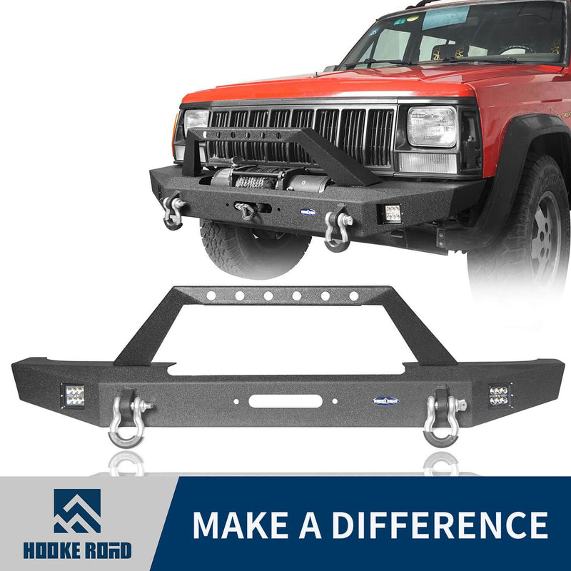 Load image into Gallery viewer, Hooke Road Destroyer Full Width Front Bumper w/ Winch Plate(84-01 Jeep Cherokee XJ)