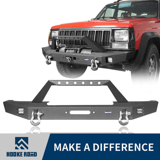 Hooke Road Destroyer Full Width Front Bumper w/ Winch Plate(84-01 Jeep Cherokee XJ)