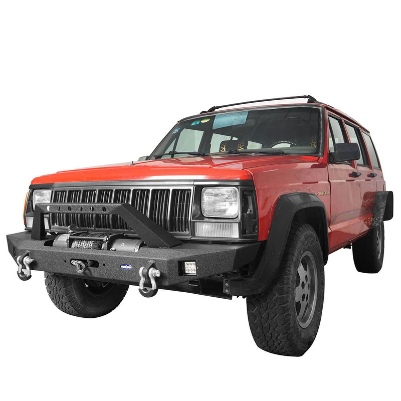 Load image into Gallery viewer, Hooke Road Destroyer Full Width Front Bumper w/ Winch Plate(84-01 Jeep Cherokee XJ)