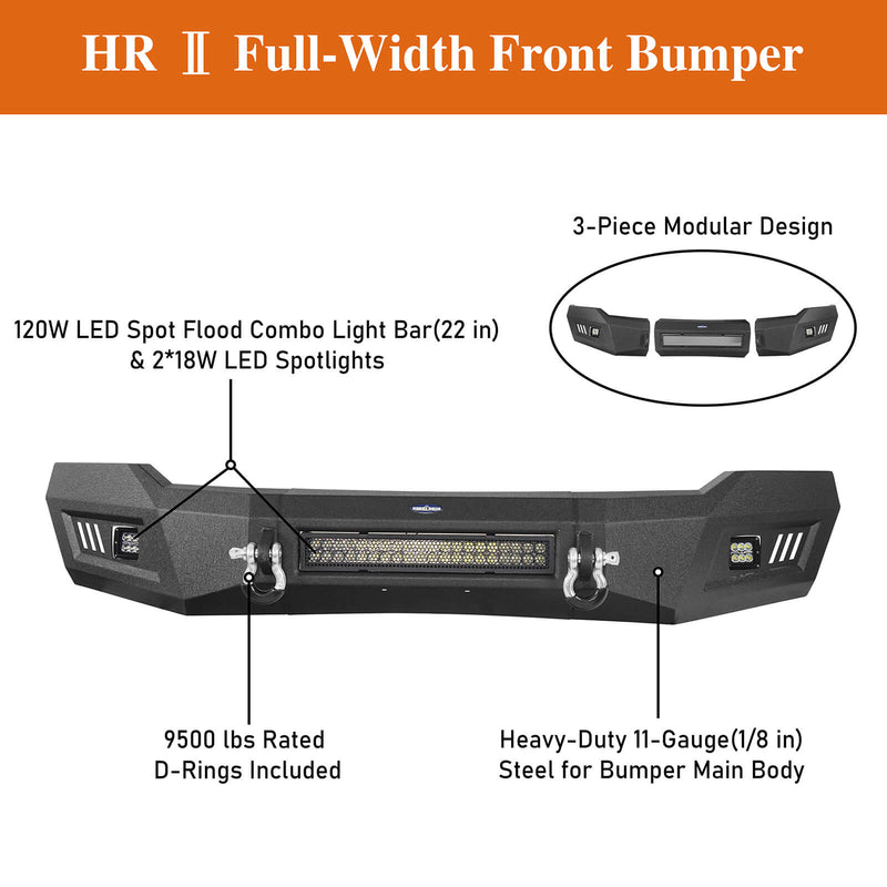 Load image into Gallery viewer, Hooke Road Ram 1500 Full Width Front Bumper w/LED Light Bar for 2006-2008 Ram 1500 BXG6500 18