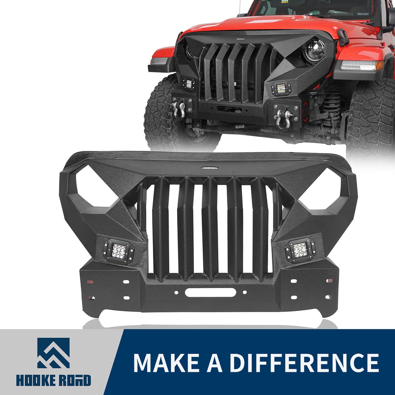 HookeRoad Jeep Gladiator Front Bumper Stubby Bumper w/Winch plate for