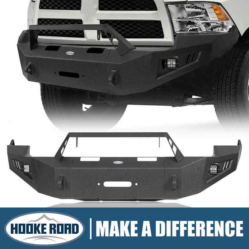 Load image into Gallery viewer, 2009-2012 Ram 1500 Full Width Steel Front Bumper w/ Winch Plate & LED Lights- Hooke Road