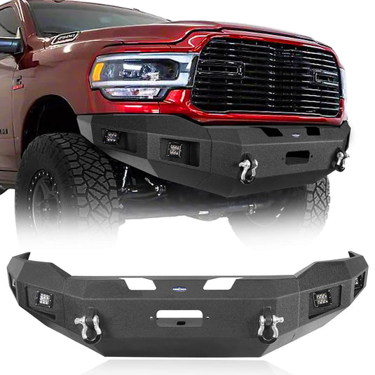 Dodge Ram 2500 Full Width Front Bumper DiscoveryⅠFront Bumper w/Winch Plate & LED Spotlights for 2019-2021 Dodge Ram 2500 BXG6300 2