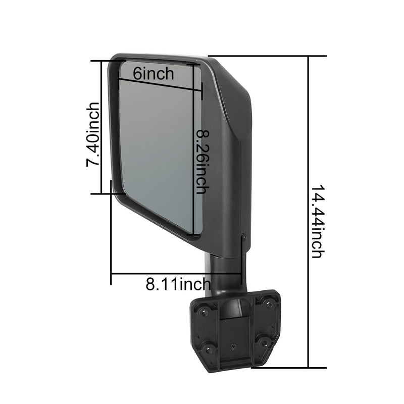 Load image into Gallery viewer, Hooke Road Half Door Side Mirrors for 1997-2020 Jeep Wrangler TJ JK JL & 2020 Gladiator JT u-Box Offroad MMR10016 11