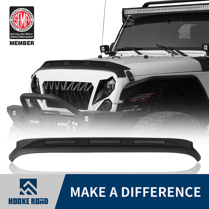 Load image into Gallery viewer, Hooke Road Hood Protector Stone Guard Jeep JK Hood Protector Hood Deflector with LED Lights for 2007-2018 Jeep Wrangler JK mmr20093 1