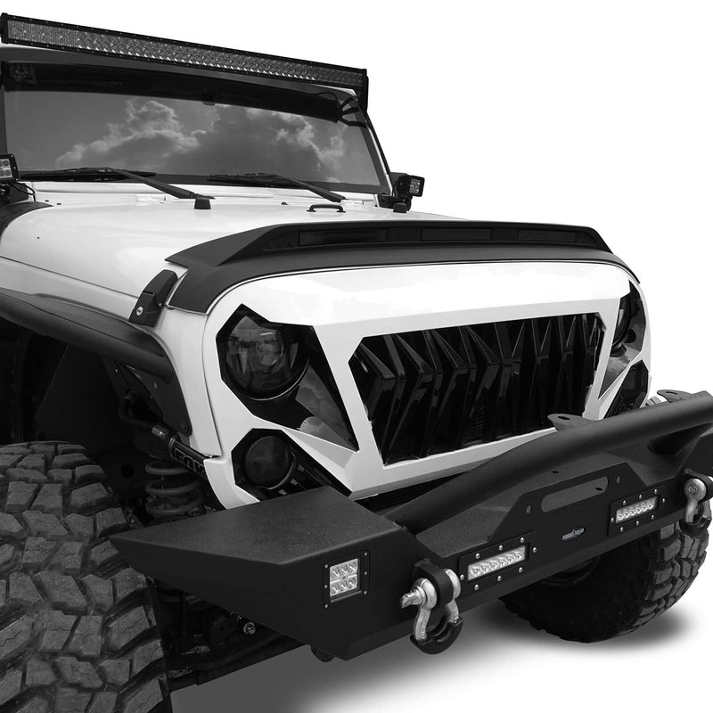 Load image into Gallery viewer, Hooke Road Hood Protector Stone Guard Jeep JK Hood Protector Hood Deflector with LED Lights for 2007-2018 Jeep Wrangler JK mmr20093 5