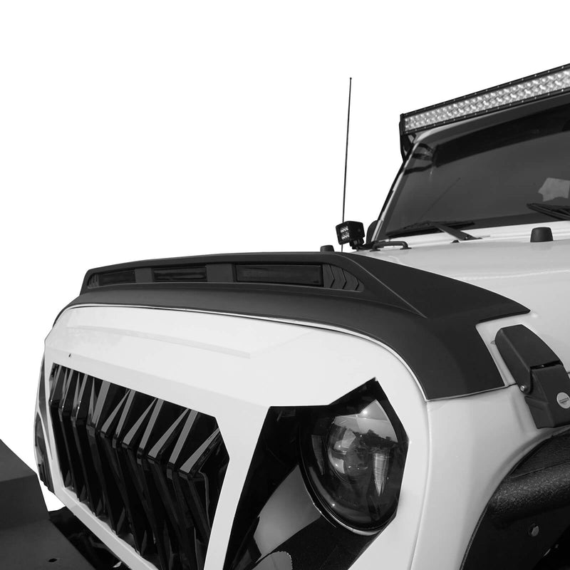 Load image into Gallery viewer, Hooke Road Hood Protector Stone Guard Jeep JK Hood Protector Hood Deflector with LED Lights for 2007-2018 Jeep Wrangler JK mmr20093 6