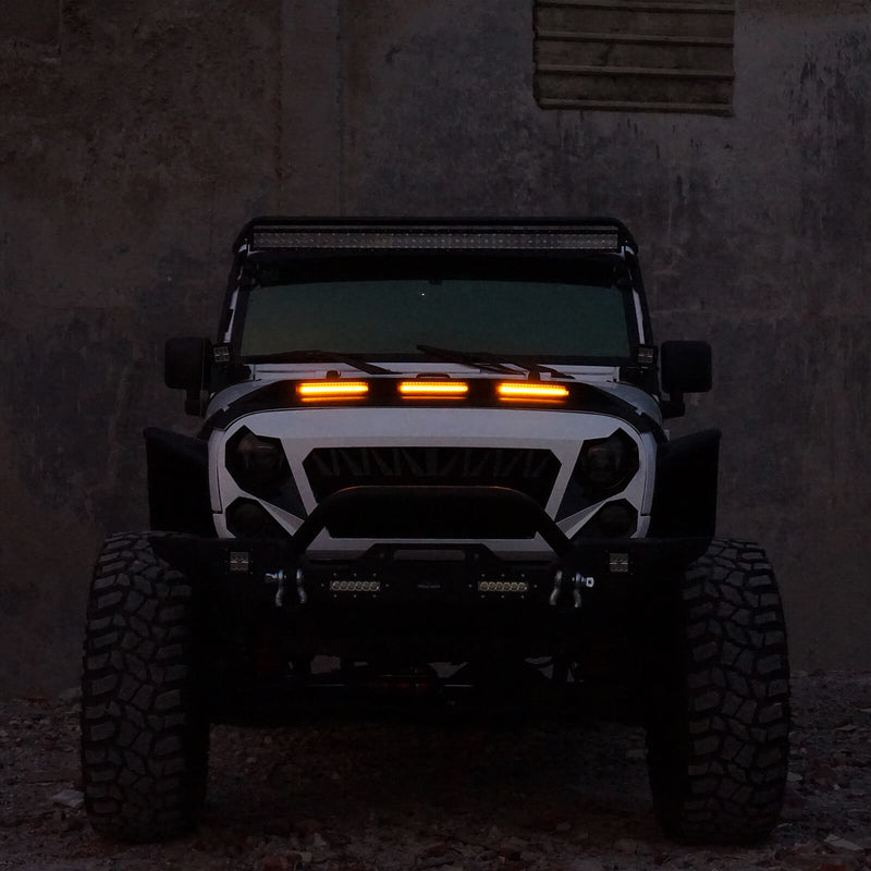 Load image into Gallery viewer, Hooke Road Hood Protector Stone Guard Jeep JK Hood Protector Hood Deflector with LED Lights for 2007-2018 Jeep Wrangler JK mmr20093 8