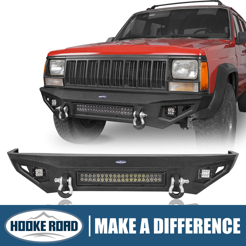 Load image into Gallery viewer, Jeep Cherokee XJ Front Bumper XJ Full Width Bumper with LED Light Bar for Jeep Cherokee BXG9032 1