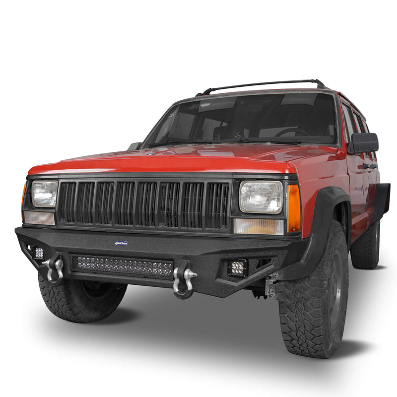 Load image into Gallery viewer, Jeep Cherokee XJ Front Bumper XJ Full Width Bumper with LED Light Bar for Jeep Cherokee BXG9032 4