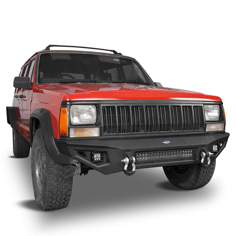 Load image into Gallery viewer, Jeep Cherokee XJ Front Bumper XJ Full Width Bumper with LED Light Bar for Jeep Cherokee BXG9032 5