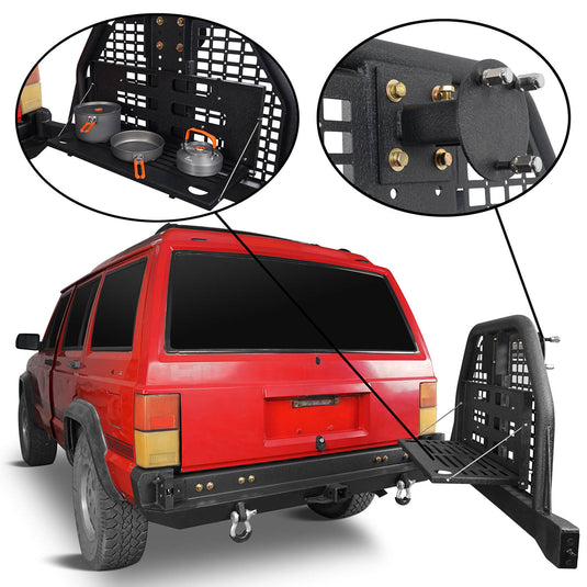 Rear Bumper w/ Swing Out Tire Carrier & Foldable Table(84-01 Jeep Cherokee XJ) - Hooke Road