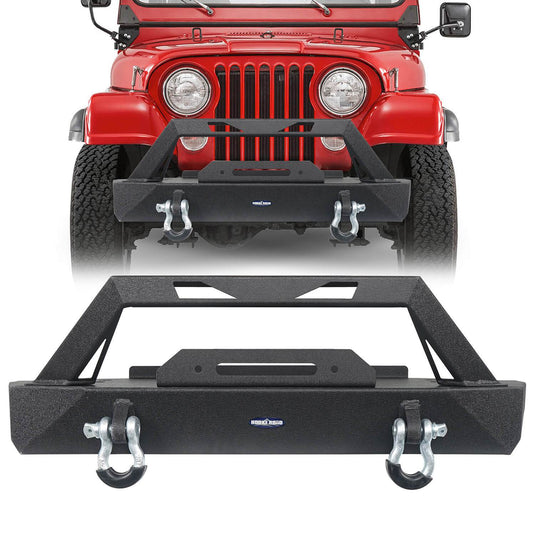 Hooke Road Jeep CJ Stubby Front Bumper with Winch Plate for 1976-1986 Jeep Wrangler CJ u-Box Offroad Jeep CJ Bumpers BXG9015 2