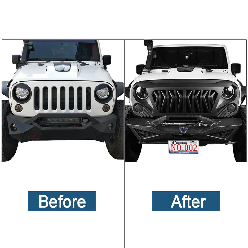 Load image into Gallery viewer, Hooke Road Jeep Gladiator Grille Vader Grille Matte Black Grill for Jeep Wrangler JK JKU 2007-2018 0278 u-Box Offroad 5