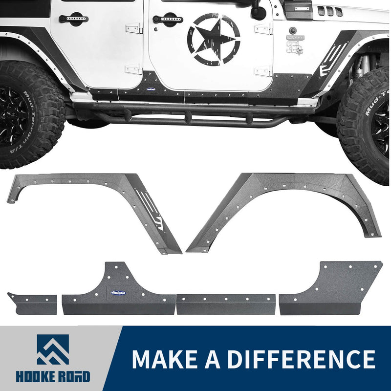 Load image into Gallery viewer, Hooke Road Jeep JK Armour Fender Flares Body Armor Cladding for Jeep Wrangler JK 2007-2018 BXG208BXG213 Jeep Accessories u-Box offroad 1