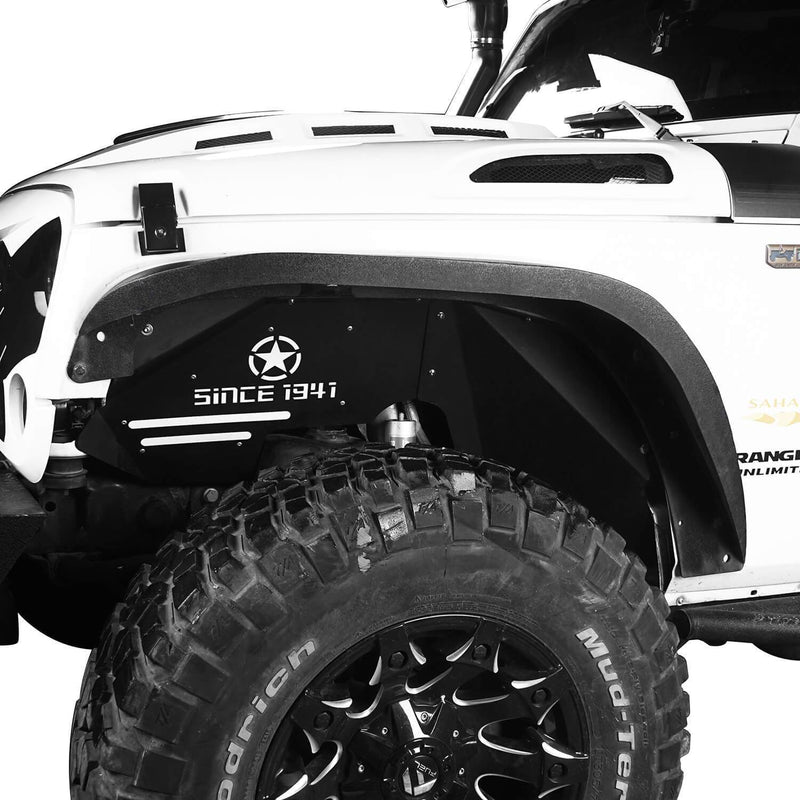 Load image into Gallery viewer, Hooke Road Jeep JK Front Rear Inner Fender Liners Flat Fender Flares for Jeep Wrangler JK 2007-2018 BXG007BXG223MMR1760 Jeep Exterior Parts Jeep JK Accessories u-Box offroad 9