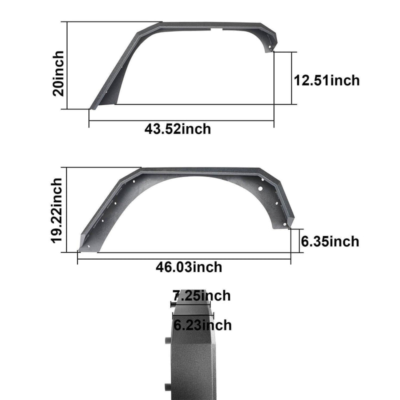 Load image into Gallery viewer, Hooke Road Jeep JK Front Rear Inner Fender Liners Flat Fender Flares for Jeep Wrangler JK 2007-2018 BXG007BXG223MMR1760 Jeep Exterior Parts Jeep JK Accessories u-Box offroad 8