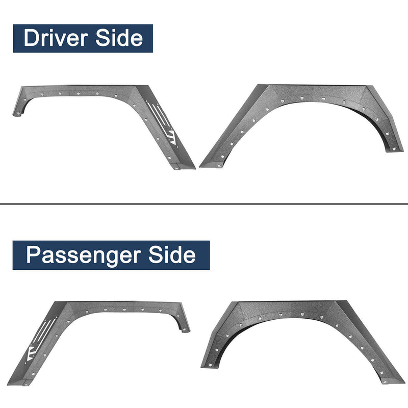 Load image into Gallery viewer, Hooke Road Jeep JK Fender Flares Armour Style Front and Rear Kit for Jeep Wrangler JK 2007-2018 BXG208 Jeep JK Metal Fenders Jeep JK Accessories u-Box offroad 2