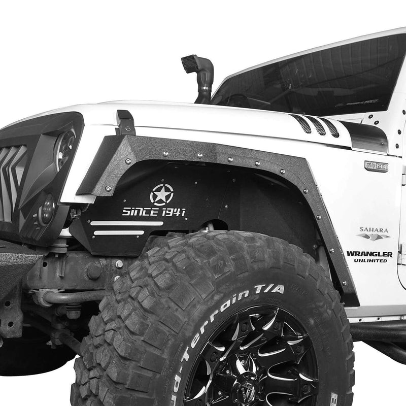 Load image into Gallery viewer, Hooke Road Jeep JK Fender Flares Armour Style Front and Rear Kit for Jeep Wrangler JK 2007-2018 BXG208 Jeep JK Metal Fenders Jeep JK Accessories u-Box offroad 5