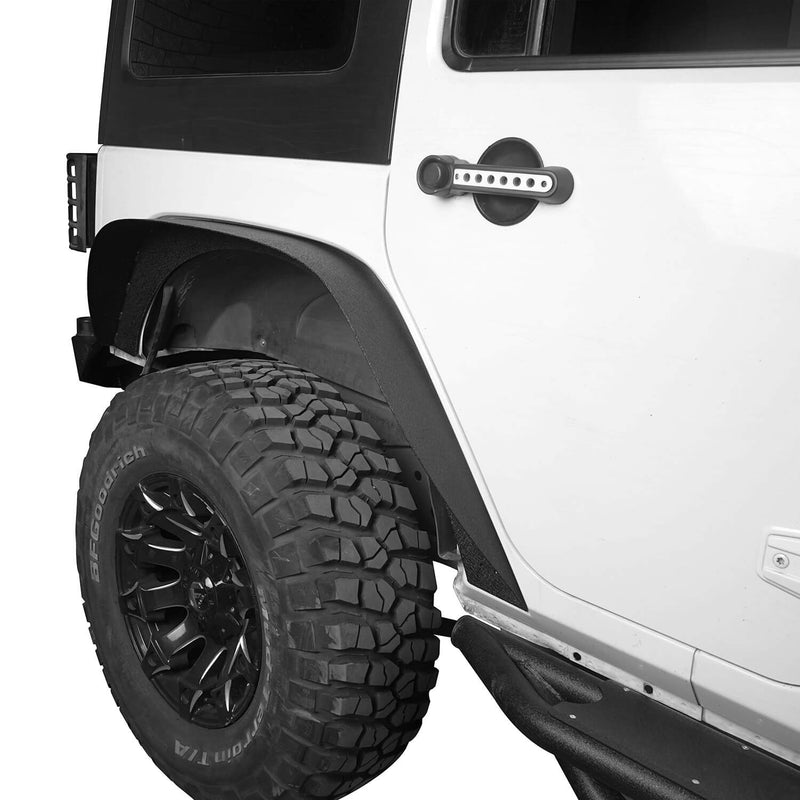 Load image into Gallery viewer, Hooke Road Flat Fender Flares & Black Cross Bars Roof Rack(07-18 Jeep Wrangler JK)