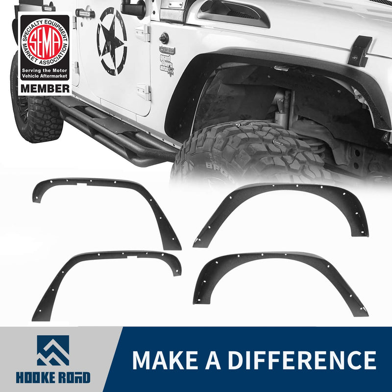 Load image into Gallery viewer, Hooke Road Opar Jeep JK Flat Fender Flares Steel Fender Flares for Jeep Wrangler JK 2007-2018 bxg224 u-Box Offroad 1