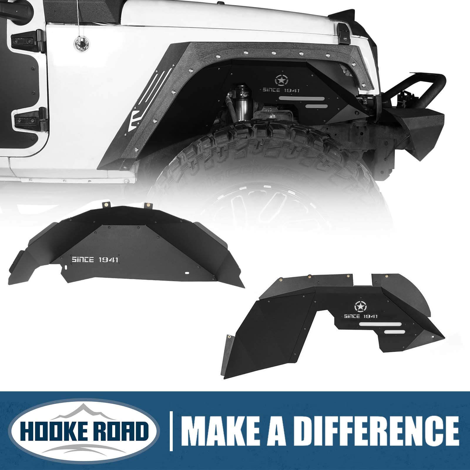 Buy Hooke Road Upgraded Rear Inner Fender Liners Wheel Well Liners For 2007 2018 Jeep Wrangler Jk 2 4 Doors Unlimited Sport Sahara Rubicon