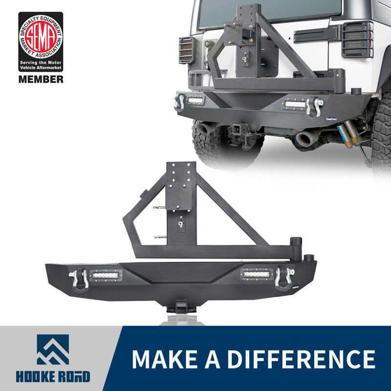 Load image into Gallery viewer, Hooke Road Jeep JK Rear Bumper with Tire Carrier Different Trail Bumper for Jeep Wrangler JK 2007-2018 BXG114 u-Box offroad 1