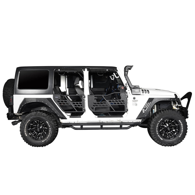 Load image into Gallery viewer, Hooke Road Jeep JK Running Boards and Tubular Half Doors Combo for Jeep Wrangler JK 2007-2018 BXG106136 Jeep JK Side Steps Jeep Tube Doors Jeep Half Doors 10