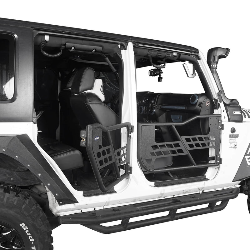 Load image into Gallery viewer, Hooke Road Jeep JK Running Boards and Tubular Half Doors Combo for Jeep Wrangler JK 2007-2018 BXG106136 Jeep JK Side Steps Jeep Tube Doors Jeep Half Doors 11