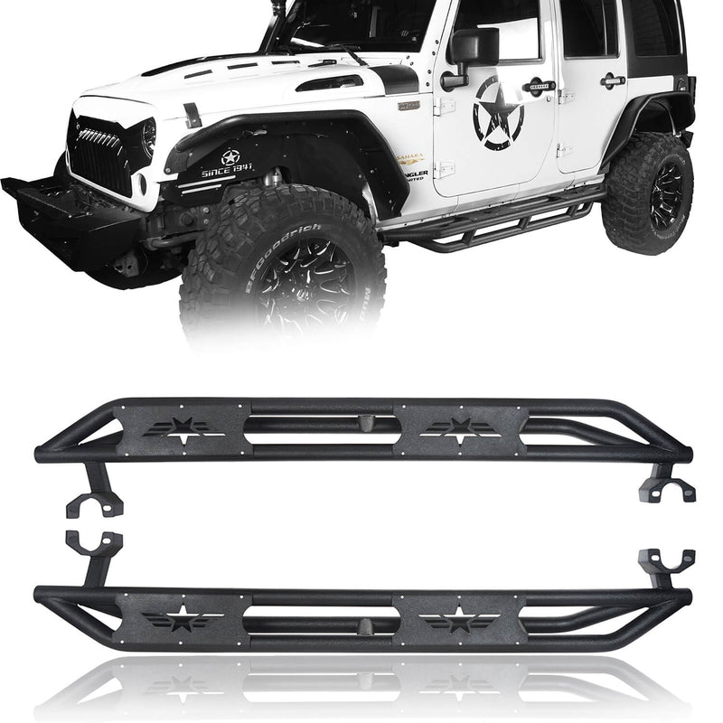 Load image into Gallery viewer, Hooke Road Jeep JK Running Boards and Tubular Half Doors Combo for Jeep Wrangler JK 2007-2018 BXG106136 Jeep JK Side Steps Jeep Tube Doors Jeep Half Doors 4
